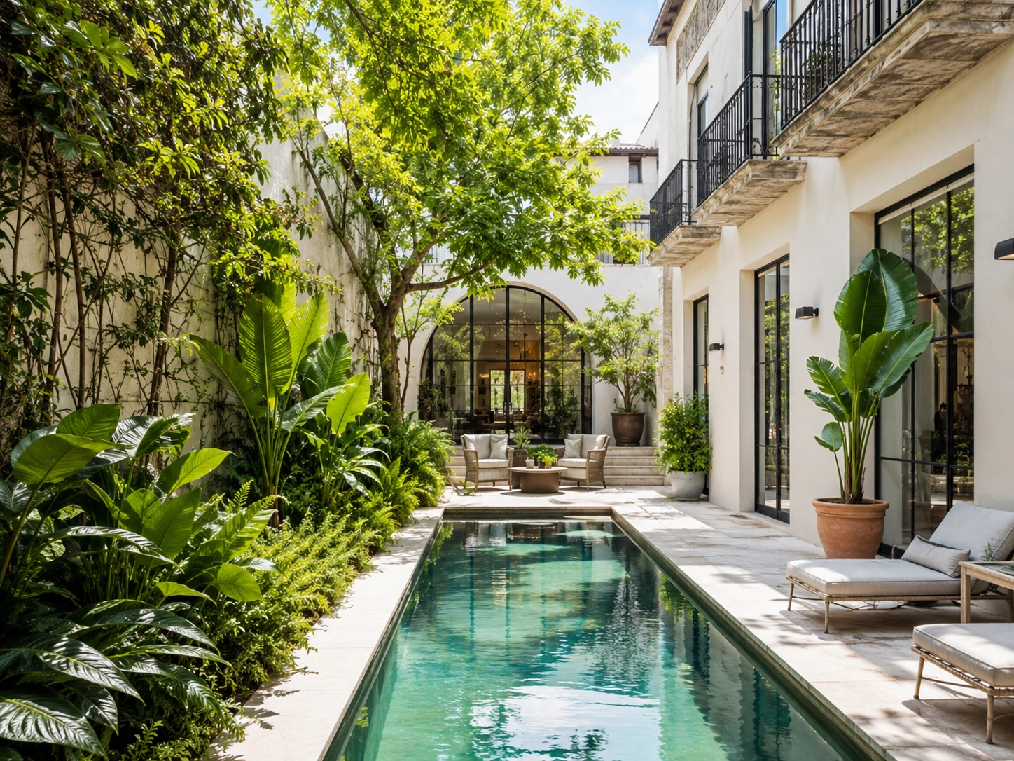Real villa exterior with pool and outdoor areas, showing the wider propiedad context of a reforma de vivienda.